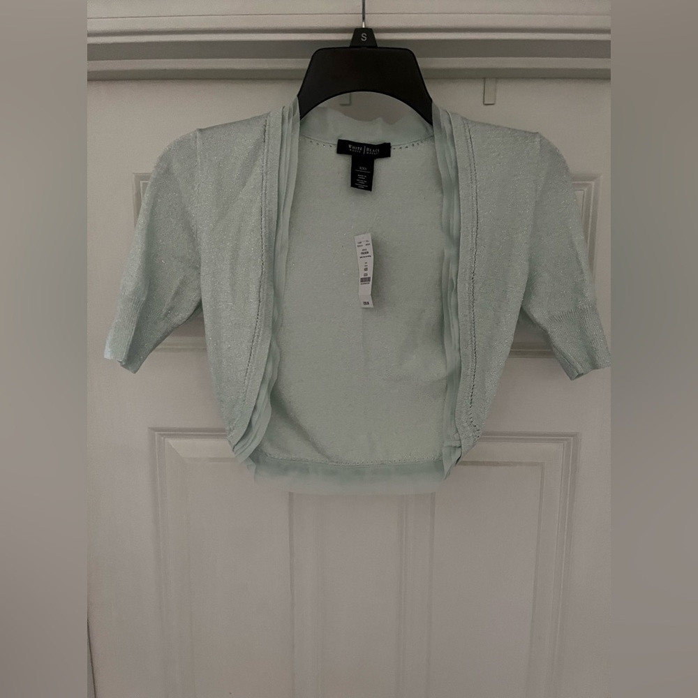 Mint Green Sparkly Cropped Shrug Cardigan Open Front XS/S